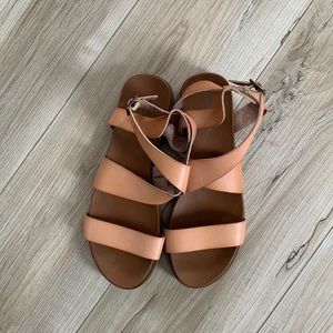 Faux Leather Platform Flat Sandals
